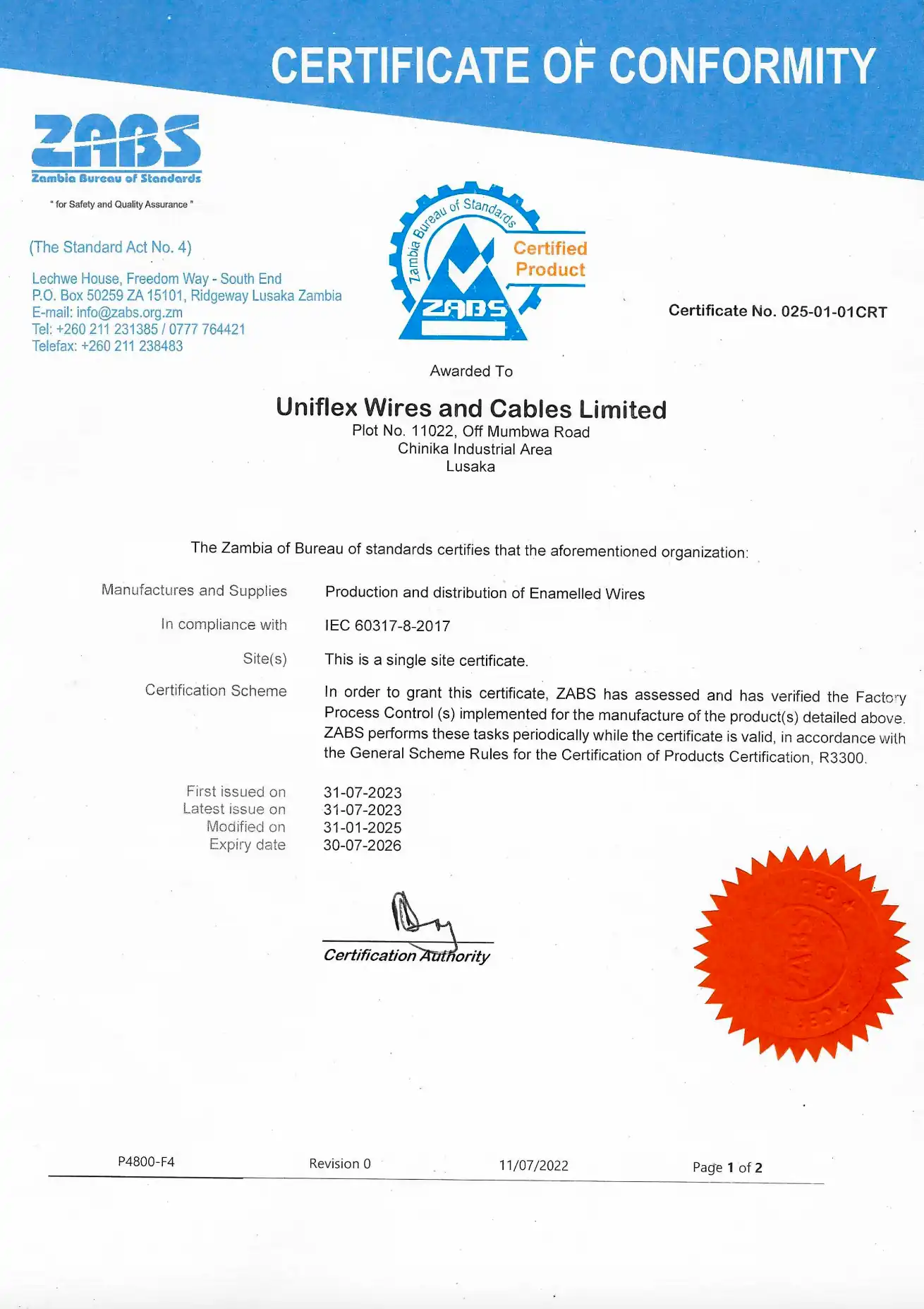 certificate